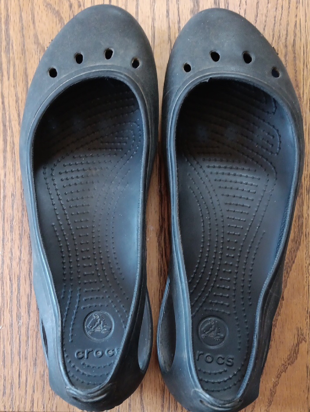 CROCS Women's Black Slip-On Ballet Flats with Vent Holes